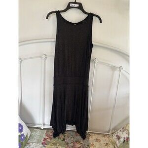 Ella Moss Black And Gold Geometric stripe dressy Dress wedding event Small $179